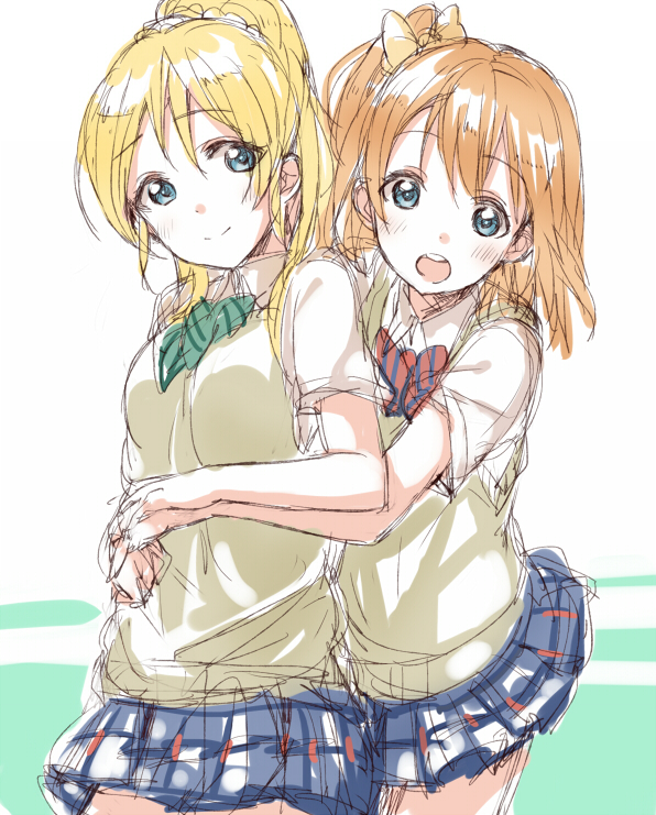 ayase eli and kosaka honoka (love live! and 1 more) drawn by kirisawa_saki