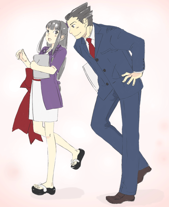 phoenix wright and maya fey (ace attorney) drawn by bitouk