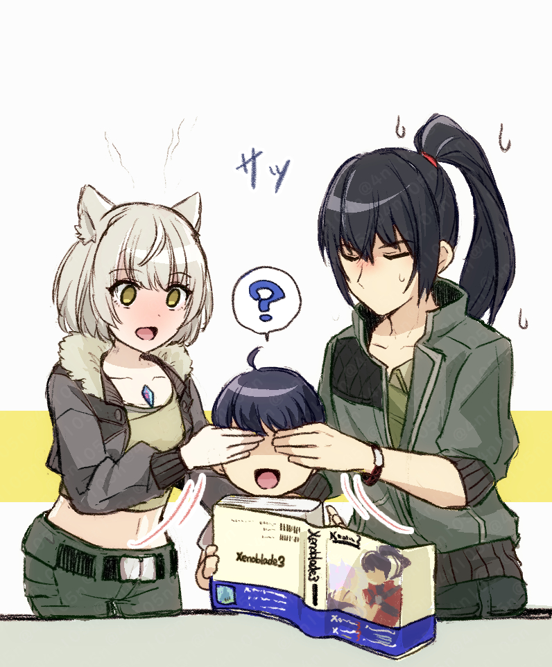 mio, noah, and ghondor (xenoblade chronicles and 1 more) drawn by clearb01