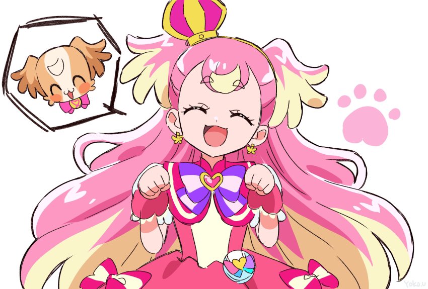 inukai komugi and cure wonderful (precure and 1 more) drawn by yoko.u