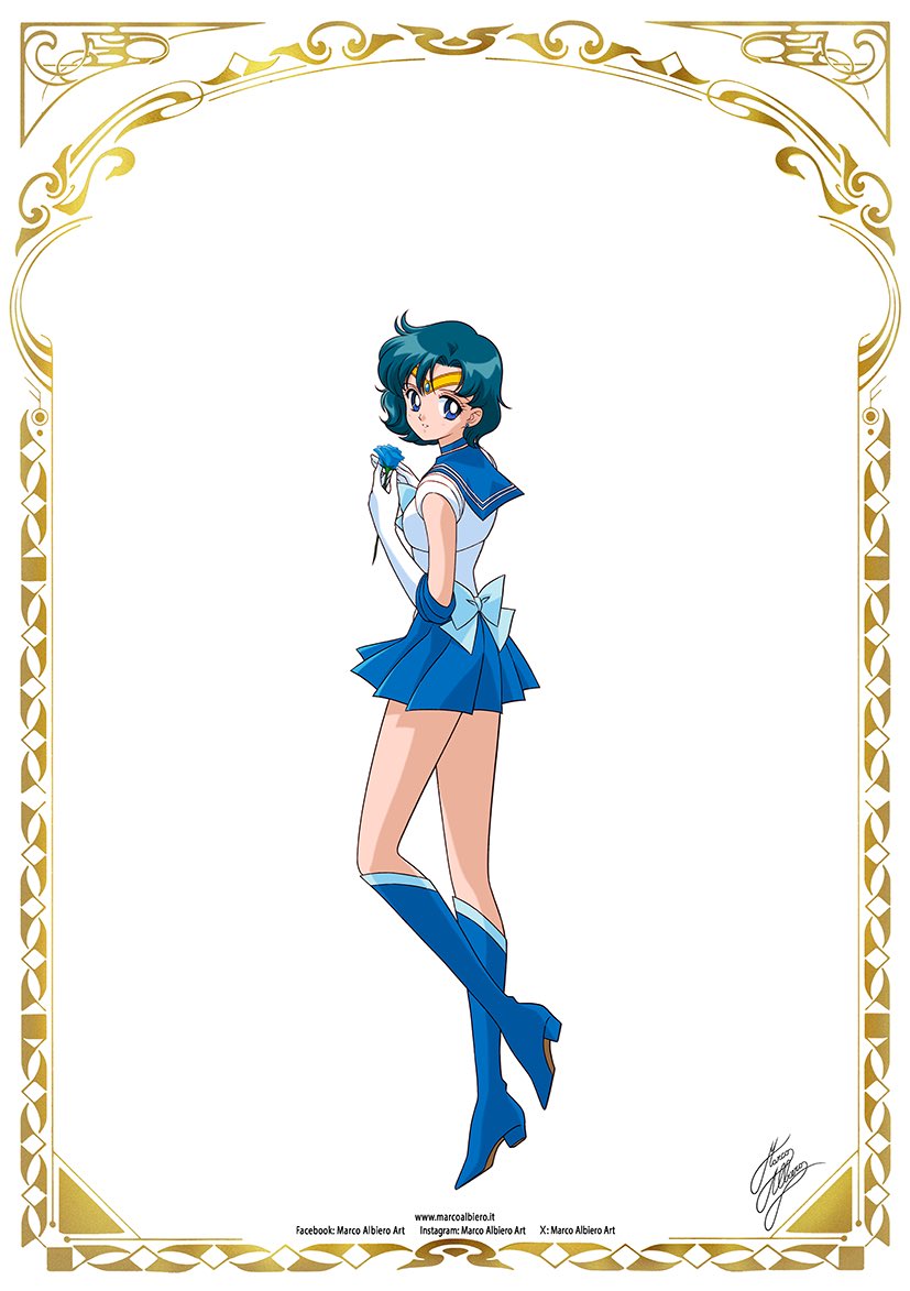 mizuno ami and sailor mercury (bishoujo senshi sailor moon) drawn by marco_albiero