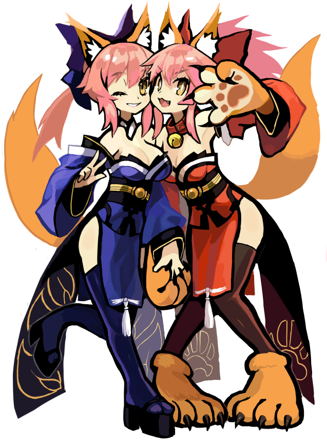 tamamo, tamamo no mae, and tamamo cat (fate and 2 more) drawn by rae_(hexedwithluck)