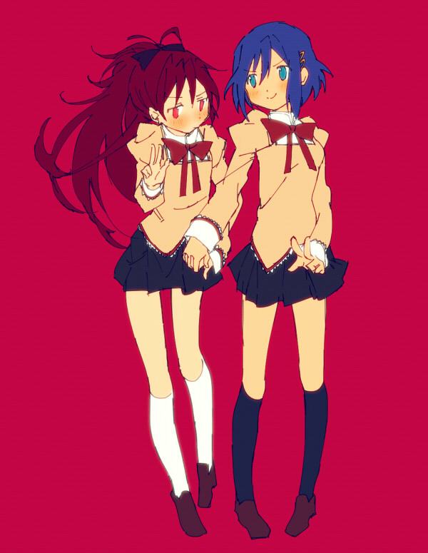 miki sayaka and sakura kyoko (mahou shoujo madoka magica) drawn by toma_(koudo)