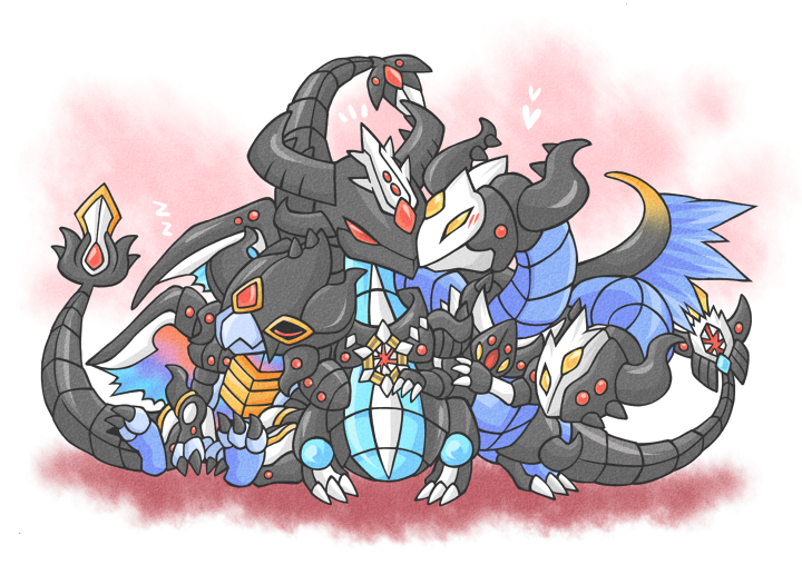 evilswarm ouroboros, evilswarm ophion, and evilswarm bahamut (yu-gi-oh!) drawn by atusix
