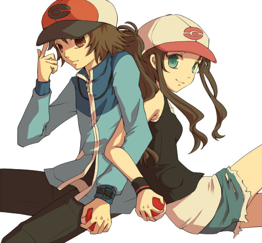 hilda and hilbert (pokemon and 1 more) drawn by ssscheme