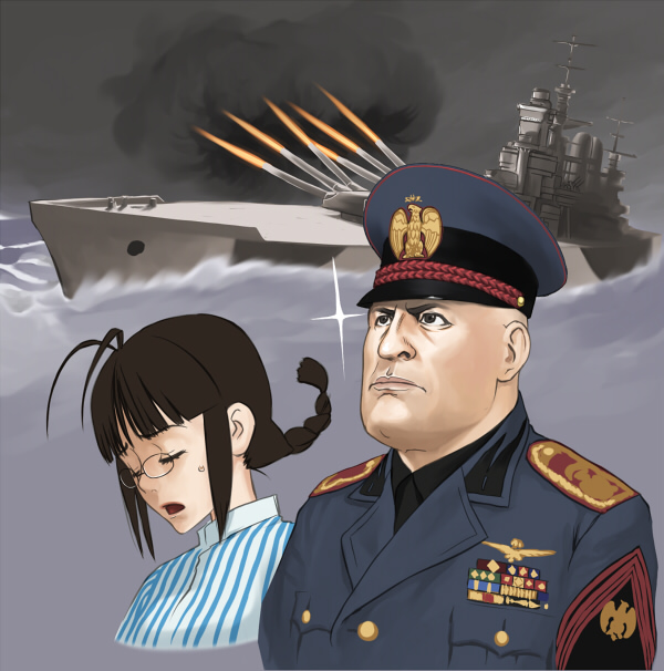 akizuki ritsuko and benito mussolini (idolmaster) drawn by wata_do_chinkuru