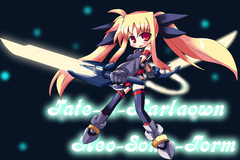 fate testarossa and bardiche (lyrical nanoha and 2 more) drawn by nanateru