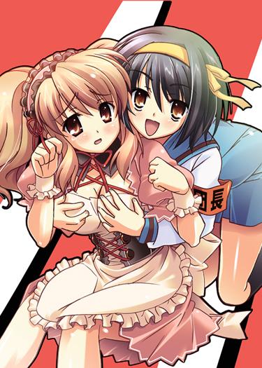 suzumiya haruhi and asahina mikuru (suzumiya haruhi no yuuutsu) drawn by amakusa_tobari