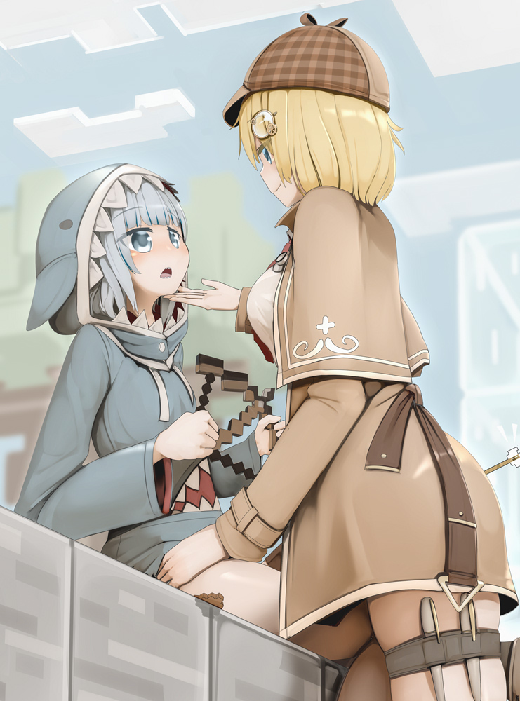 gawr gura and watson amelia (hololive and 2 more) drawn by genek