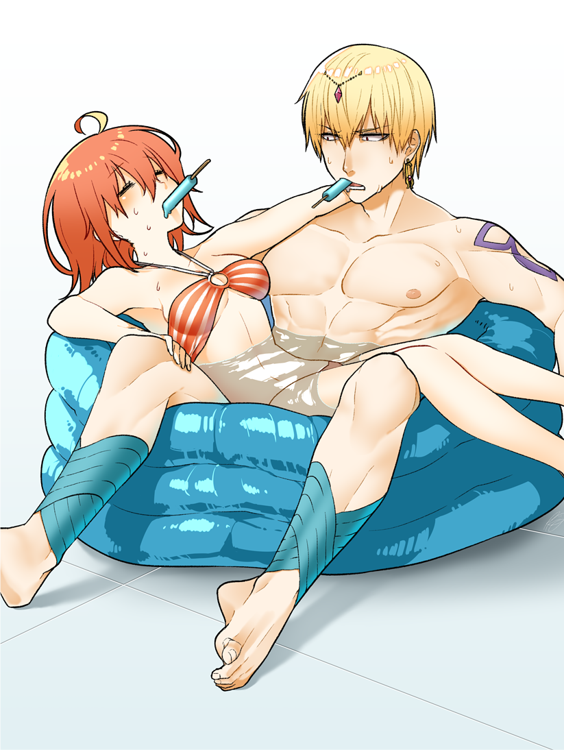 fujimaru ritsuka and gilgamesh (fate and 1 more) drawn by rkp