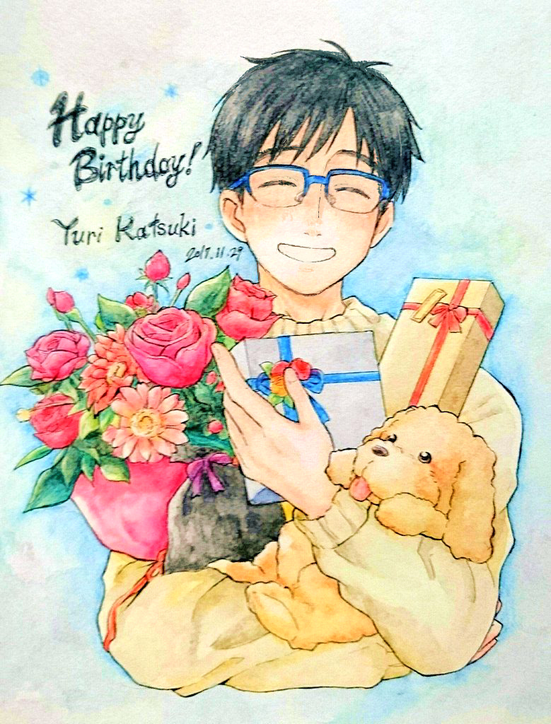 katsuki yuuri and vicchan (yuri!!! on ice) drawn by takeshi_(mononohu20)