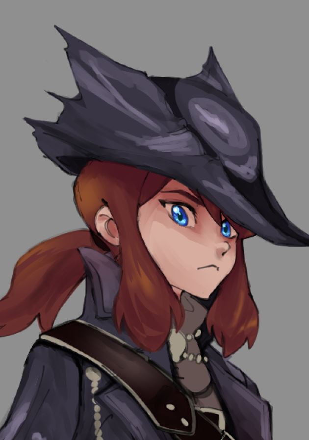 hunter and hat kid (bloodborne and 1 more) drawn by kudo_nguyen