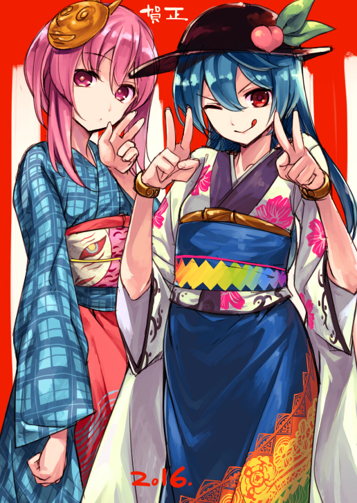 hinanawi tenshi and hata no kokoro (touhou) drawn by akanagi_youto