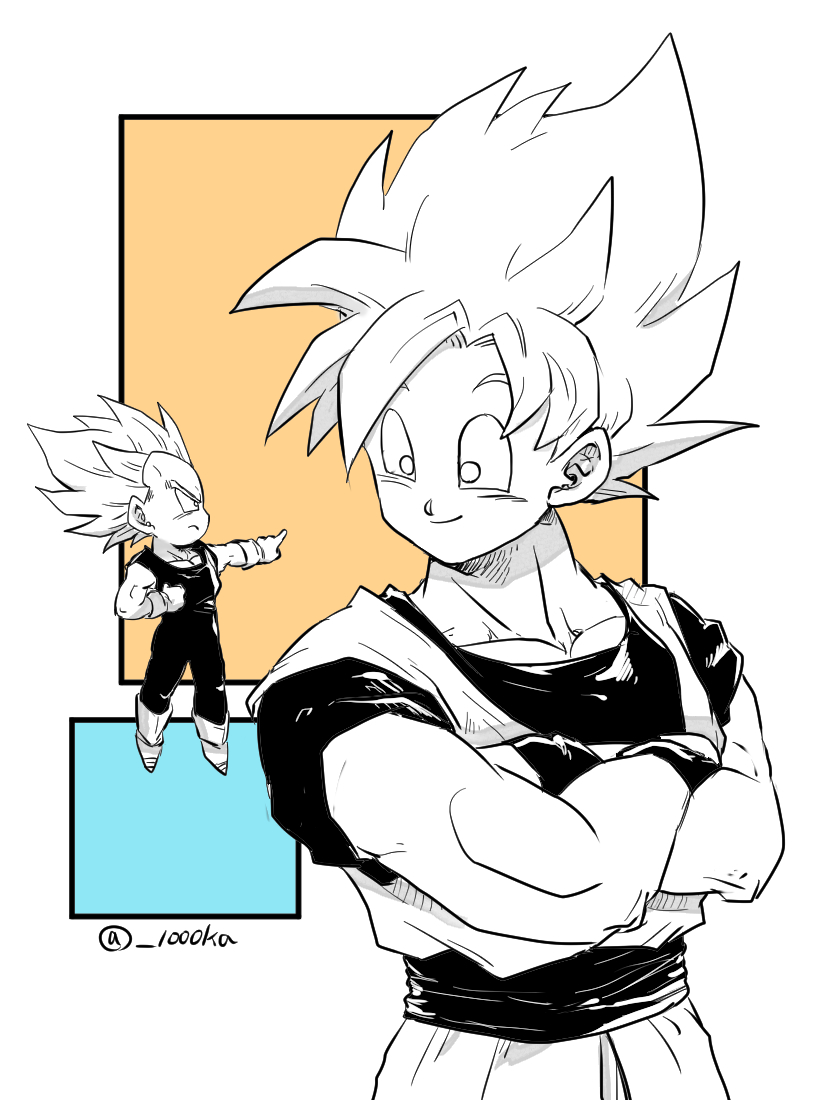 son goku and vegeta (dragon ball and 1 more) drawn by senka-san