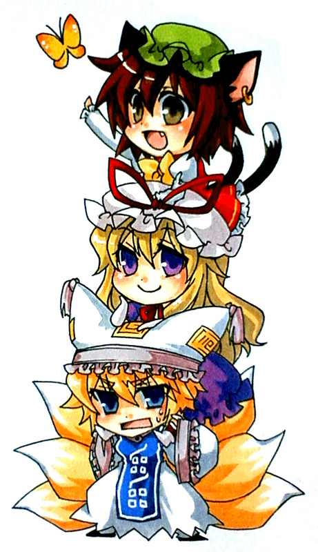 yakumo yukari, yakumo ran, and chen (touhou) drawn by mise_yuzuki