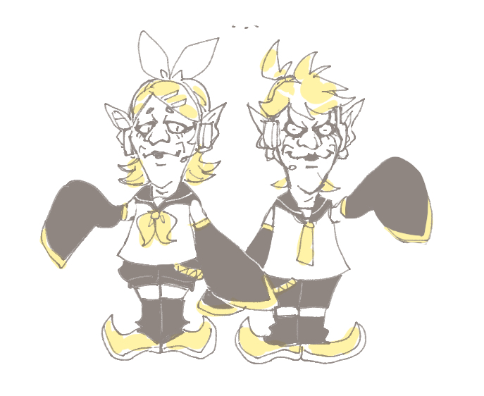 kagamine rin, kagamine len, thorn, and zorn (vocaloid and 2 more) drawn by dede_(qwea_00000)