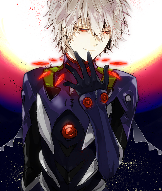nagisa kaworu (neon genesis evangelion and 2 more) drawn by akua