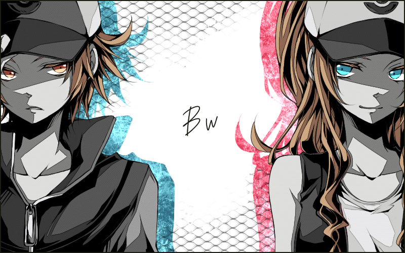 hilda and hilbert (pokemon and 1 more) drawn by zeke_69