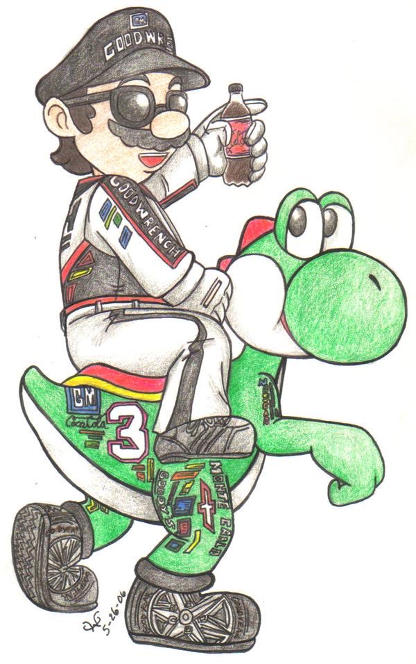 mario, yoshi, and dale earnhardt (mario and 3 more) drawn by clearwillow
