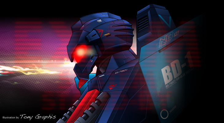 blue destiny 01 (gundam and 1 more) drawn by toniigurafuisu