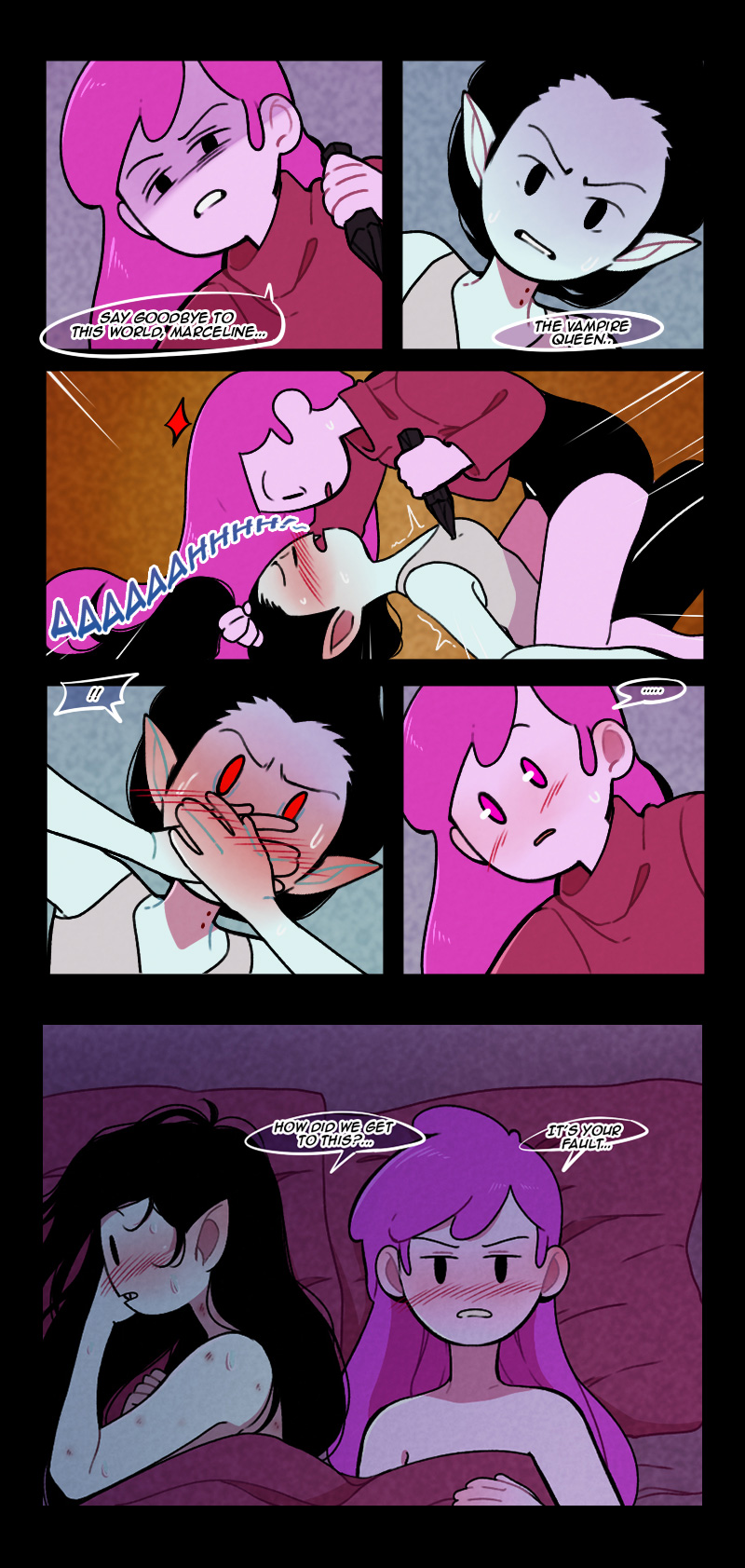 marceline abadeer and princess bonnibel bubblegum (adventure time) drawn by omy-chan
