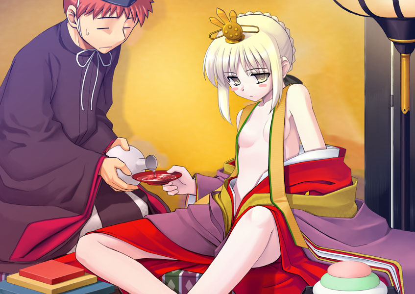 artoria pendragon, emiya shirou, and saber alter (fate and 1 more) drawn by namonashi