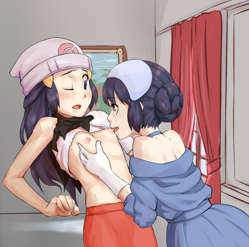 dawn and salvia (pokemon and 1 more) drawn by nyonn24