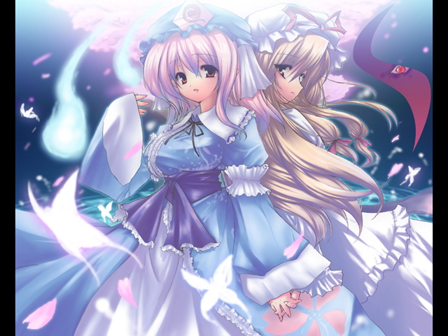 yakumo yukari and saigyouji yuyuko (touhou) drawn by usume_shirou