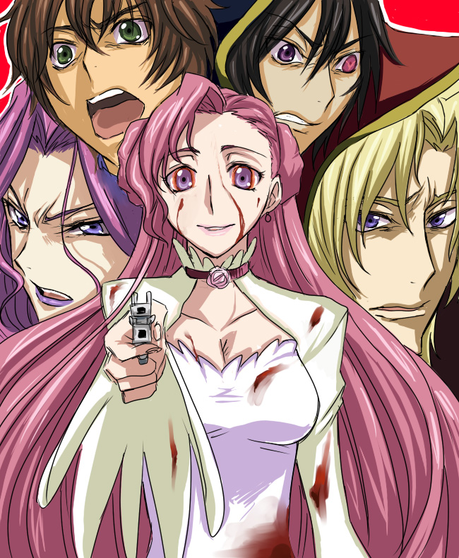 lelouch vi britannia, kururugi suzaku, euphemia li britannia, cornelia li britannia, and schneizel el britannia (code geass)