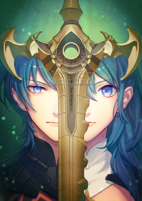 female byleth and male byleth (fire emblem and 1 more) drawn by t_keima