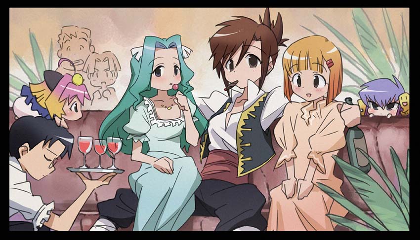 potemayo, guchuko, takamimori kyou, kasugano nene, moriyama sunao, and 1 more (potemayo) drawn by kikuchi_(xpoz)