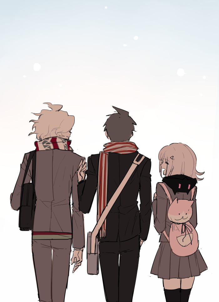 nanami chiaki, komaeda nagito, and hinata hajime (danganronpa and 1 more) drawn by unagi_(nakaelric)