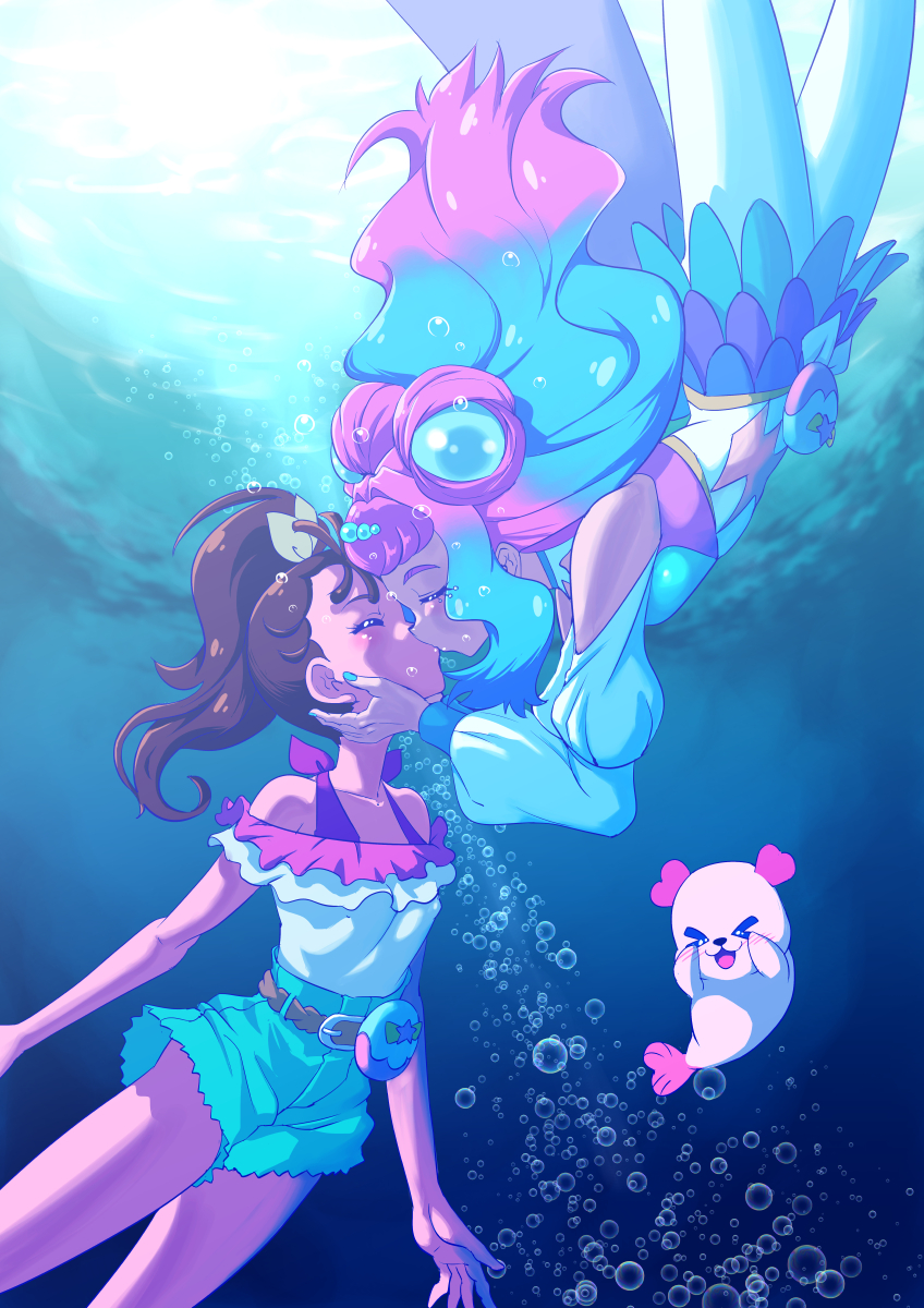 laura la mer, natsuumi manatsu, cure la mer, and kururun (precure and 1 more) drawn by shimotsuki_juugo
