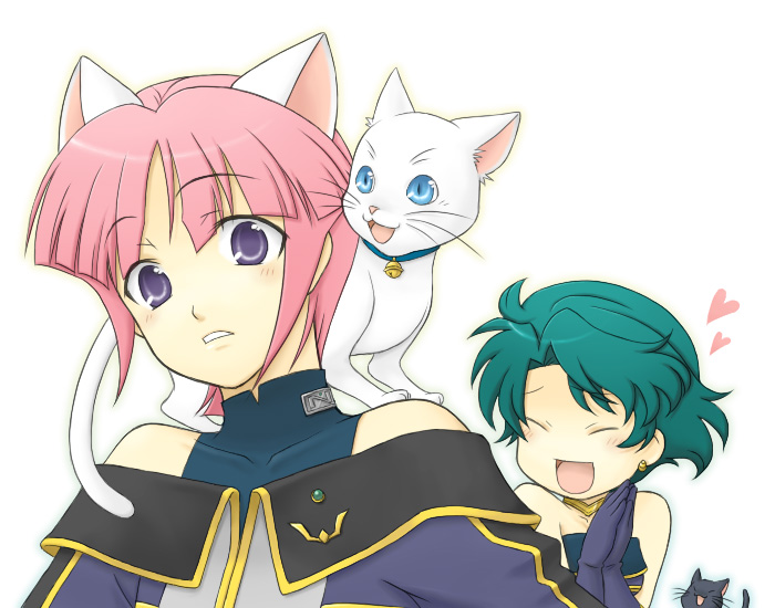aya kobayashi, mai kobayashi, shiro, and kuro (super robot wars) drawn by mizuki_kaya