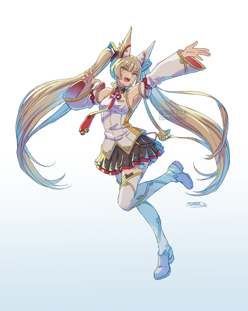 hatsune miku and nia (vocaloid and 2 more) drawn by suneiaaa