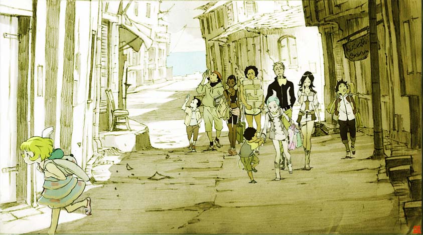 eureka, renton thurston, talho yuuki, holland novak, maeter, and 5 more (eureka seven) drawn by yoshida_ken'ichi