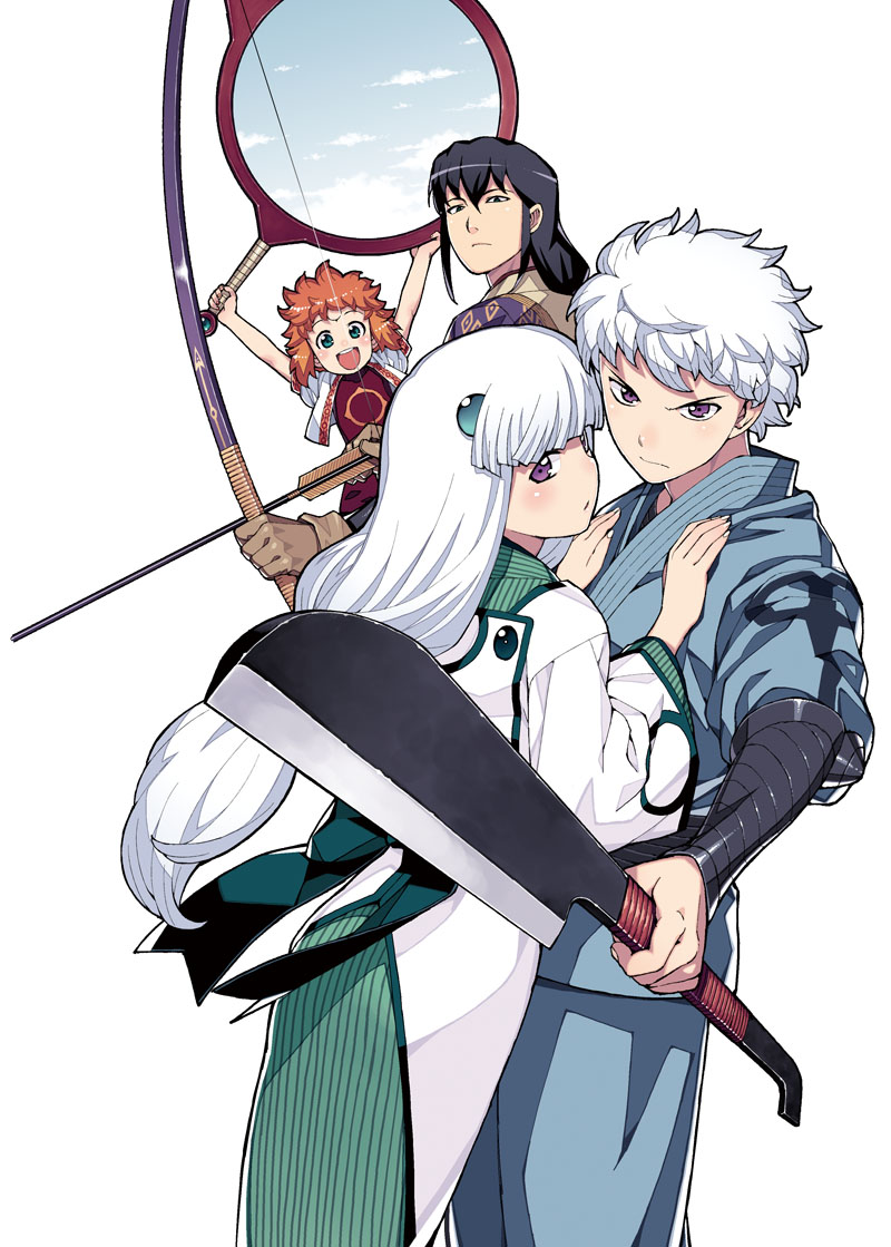 ashimine arumi, miyou mimane, yatsugawa yasuki, and ashimine akito (tsugumomo) drawn by hamada_yoshikazu