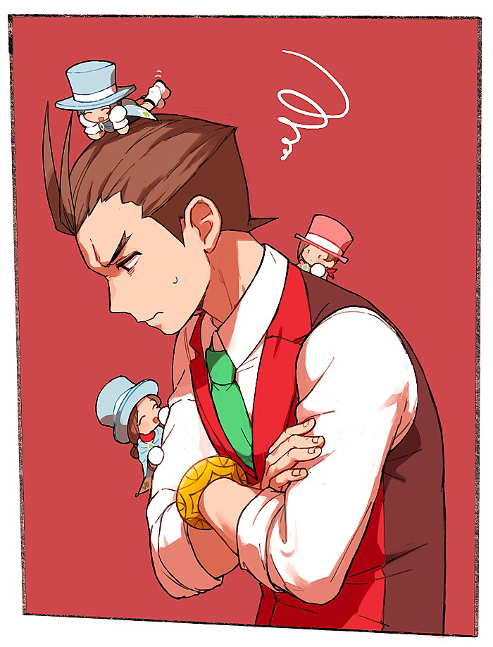 apollo justice and trucy wright (ace attorney and 1 more) drawn by asayosi_k