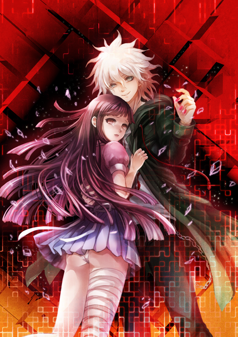 komaeda nagito and tsumiki mikan (danganronpa and 1 more) drawn by chiko_(d04099)
