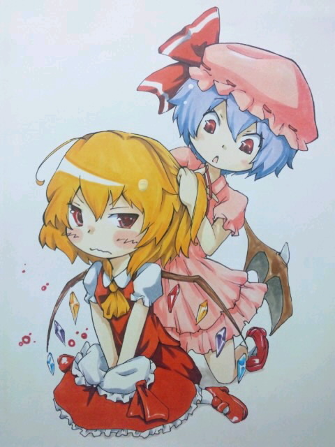 remilia scarlet and flandre scarlet (touhou) drawn by tasogare_neko