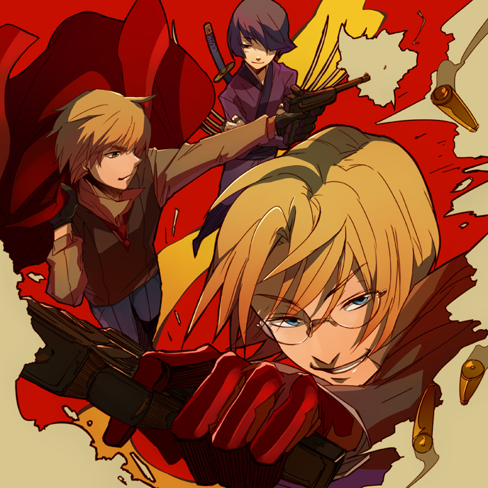 america, united kingdom, and japan (axis powers hetalia) drawn by oba-min