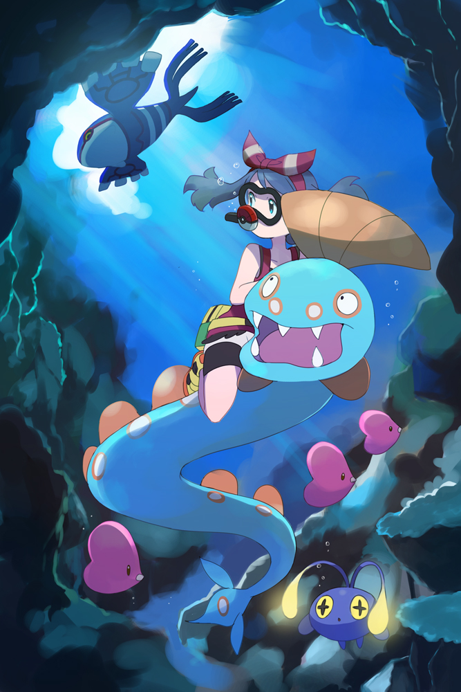 may, luvdisc, kyogre, chinchou, and huntail (pokemon and 1 more) drawn by popcorn_91