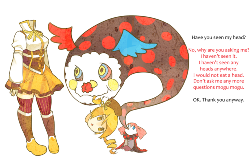 tomoe mami and charlotte (mahou shoujo madoka magica and 1 more) drawn by goldfishu