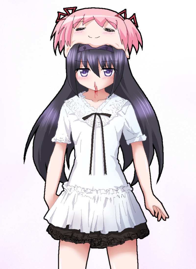 akemi homura and kaname madoka (mahou shoujo madoka magica) drawn by hayashiya_zankurou