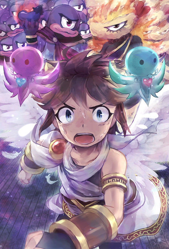 pit, eggplant wizard, and tempura wizard (kid icarus and 1 more) drawn by azumi_(tks-sd)