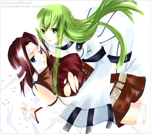 c.c. and kouzuki kallen (code geass) drawn by kintoki_(sena0830)
