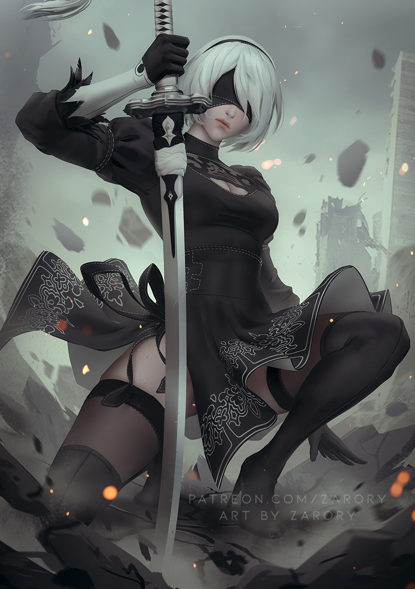 2b (nier and 1 more) drawn by zarory