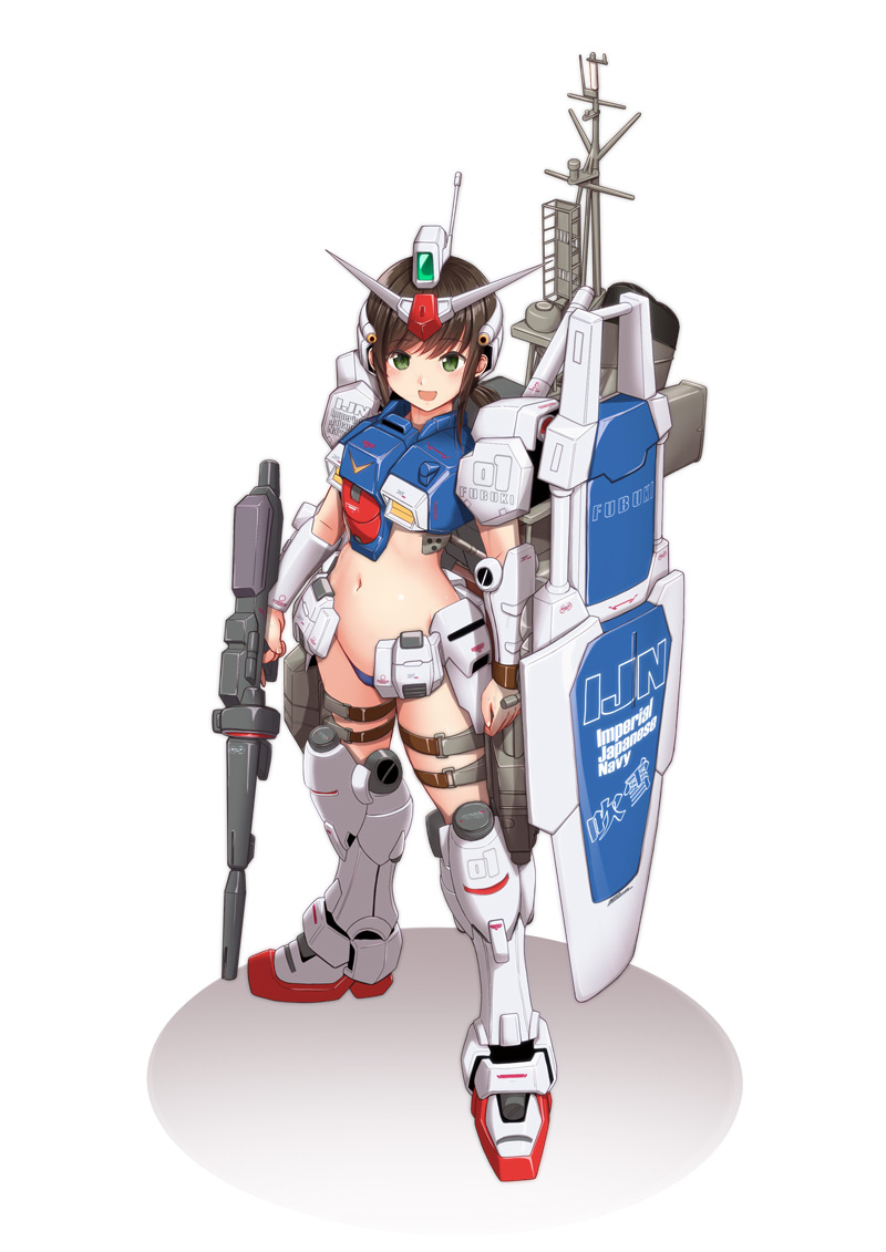 fubuki and gundam gp-01 zephyranthes (kantai collection and 2 more) drawn by moke_ro
