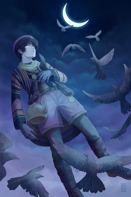 crow (fragile: sayonara tsuki no haikyo) drawn by driftwoodwolf