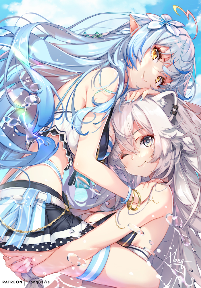 yukihana lamy and shishiro botan (hololive) drawn by hong_(white_spider)